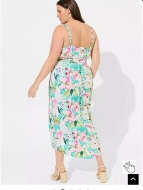 Torrid Floral Midi Wrap Dress in Mint & Pink